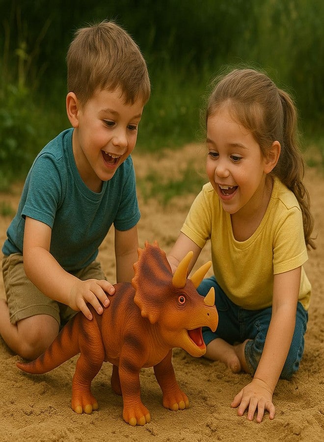 DTR Creation Triceratops Dinosaur Toy - 35cm Realistic Soft Plastic Dinosaur Figure for Kids | Educational Prehistoric Animal Model | Birthday Gift for Boys & Girls - Image 5